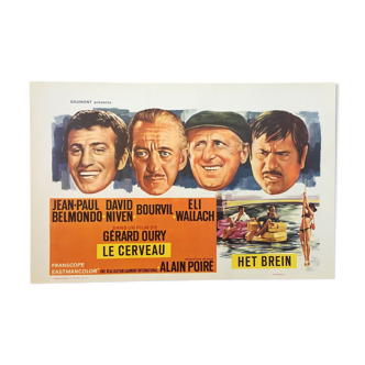 Affiche belge "le cerveau" David Niven, Belmondo, Bourvil