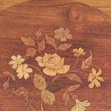 Selette pedestal side table Louis XV style with decorated marquetry and rosewood - 1900s