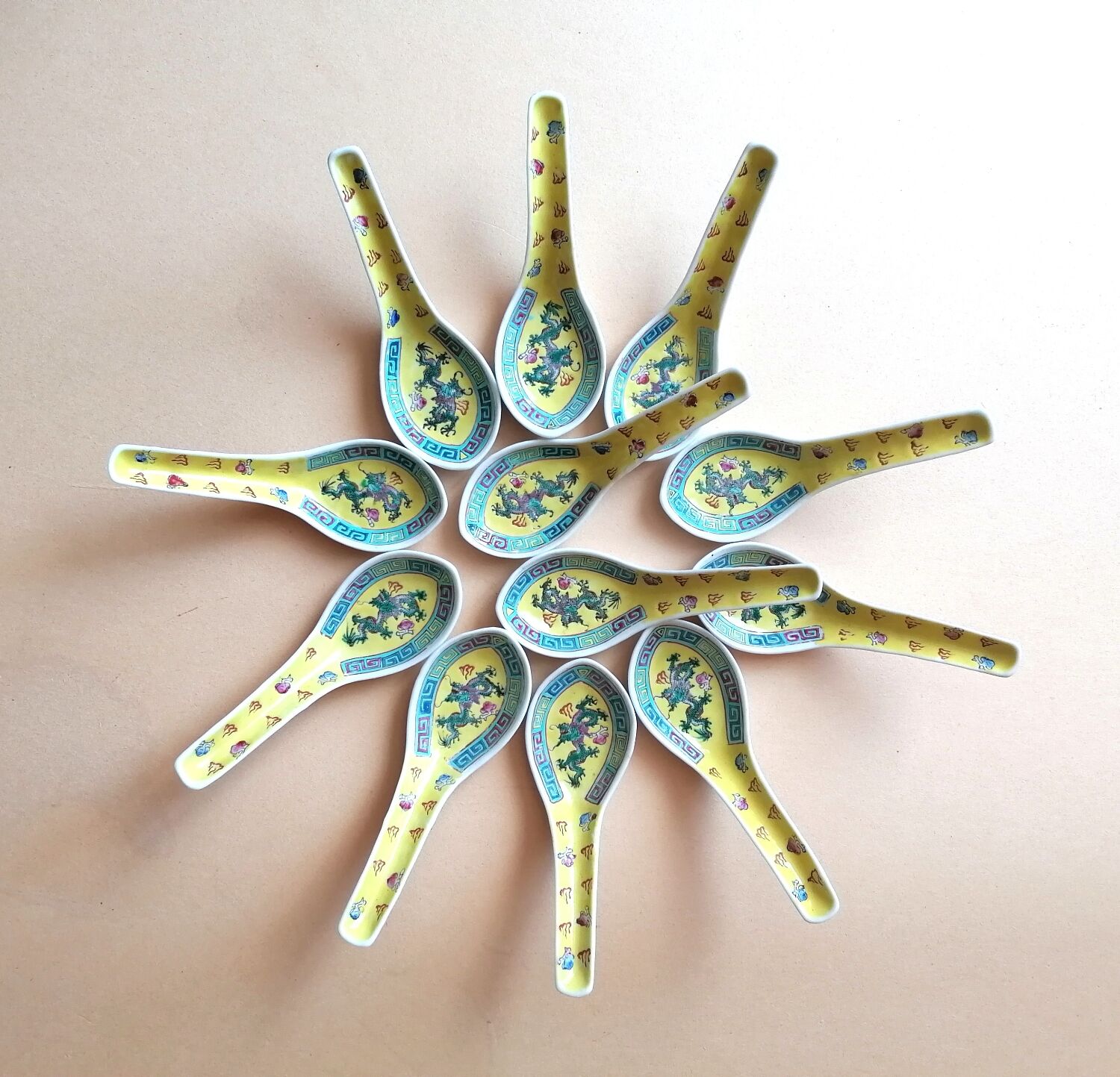 12 Chinese Mun Shou Spoons