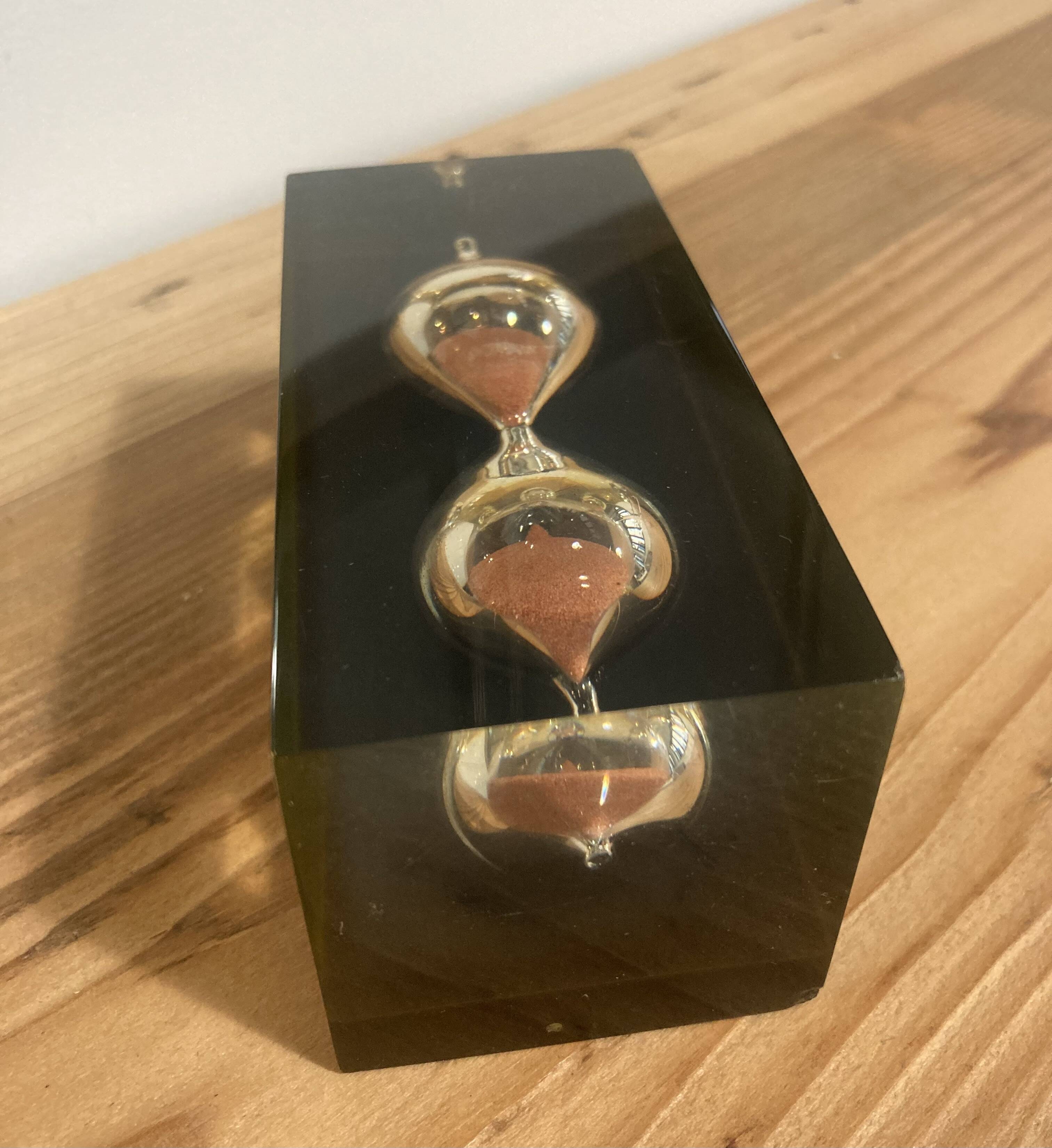 Pierre Giraudon resin hourglass paperweight
