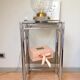 Two-tray console in smoked glass and chrome metal / vintage 70s-80s