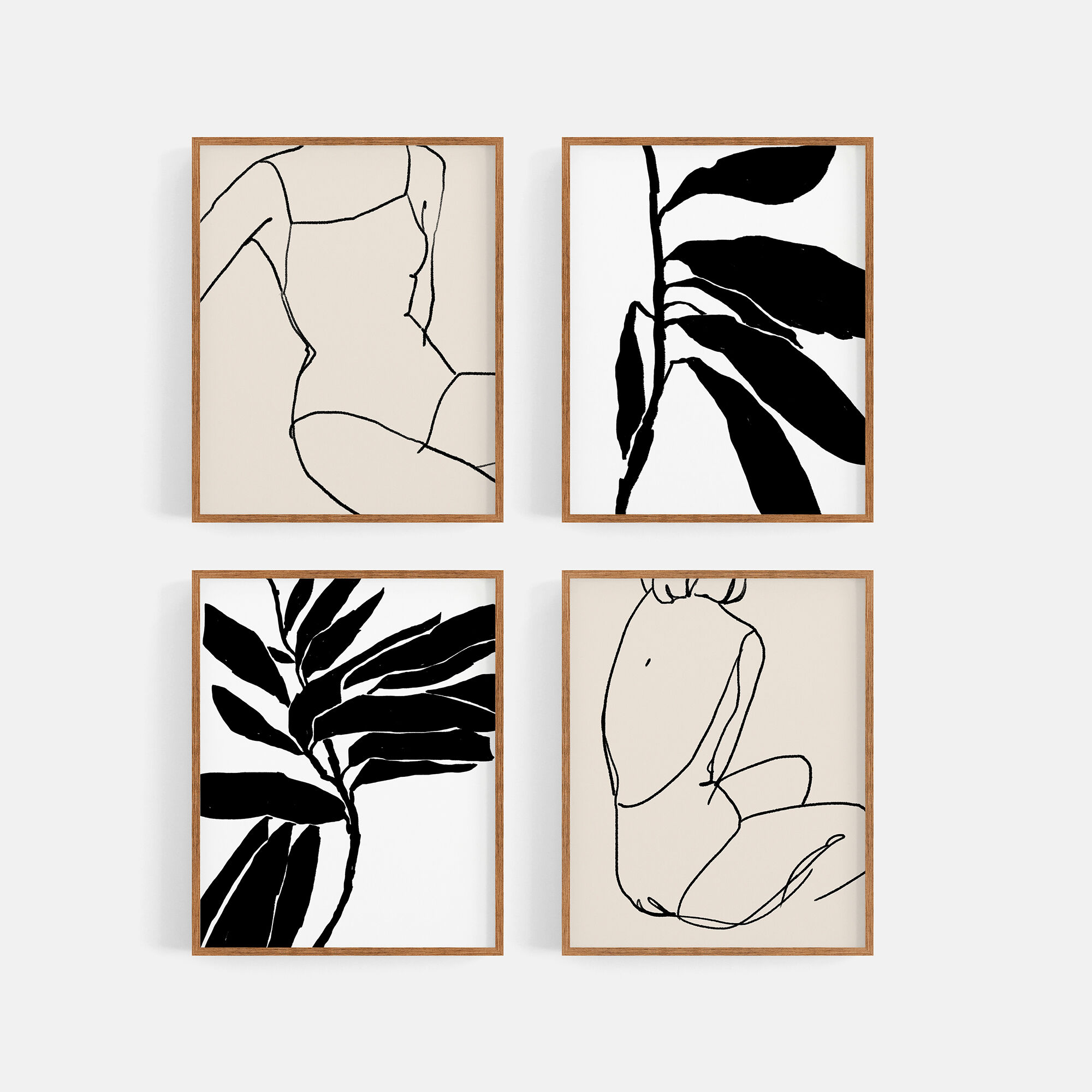 4 giclee prints. Figures wall art set of four, A3