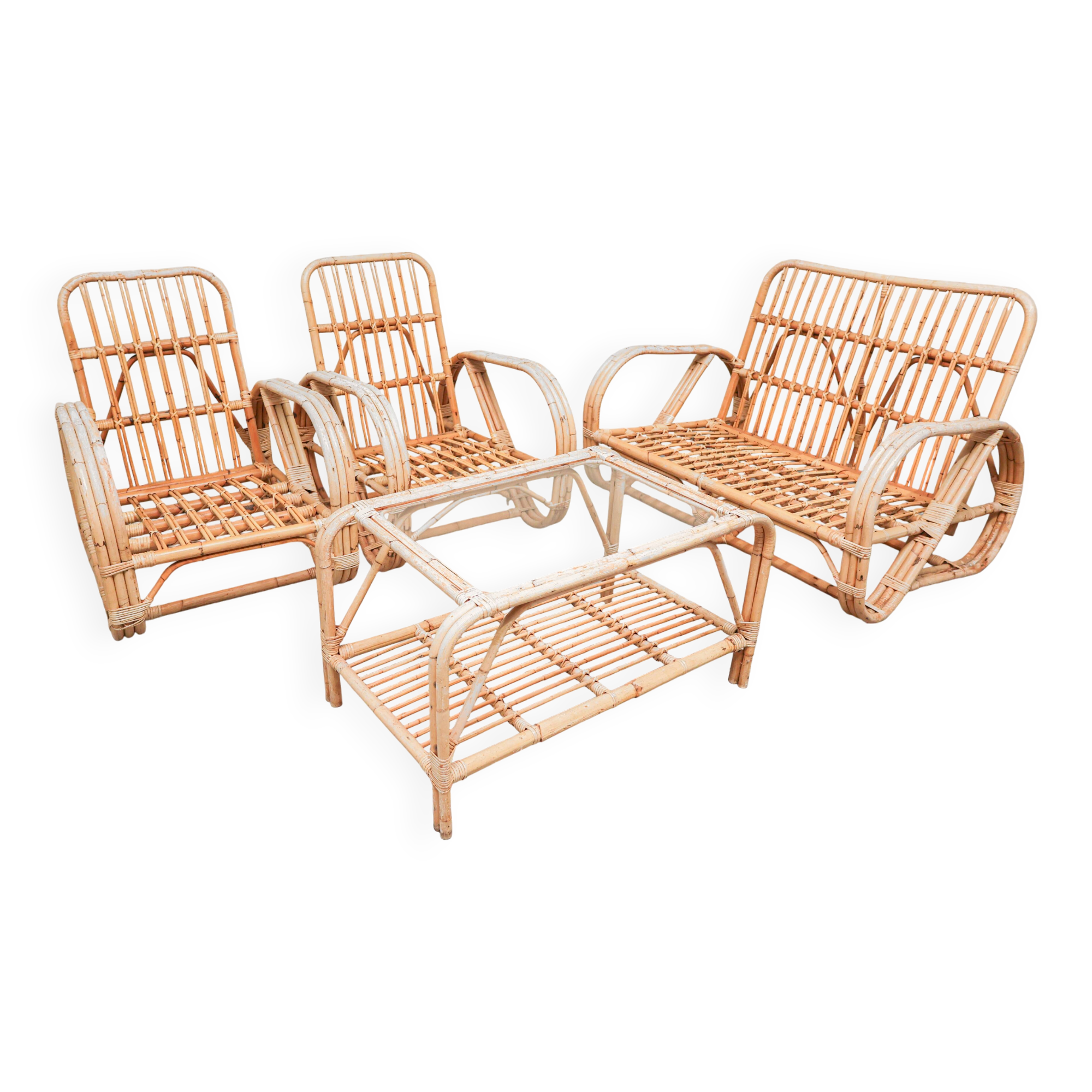 Vintage Rattan Lounge Set
