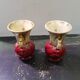 Pair of old beige & red ceramic vases