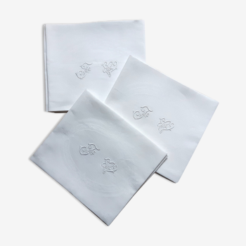 6 damask table towels from the 19th monogrammed FW