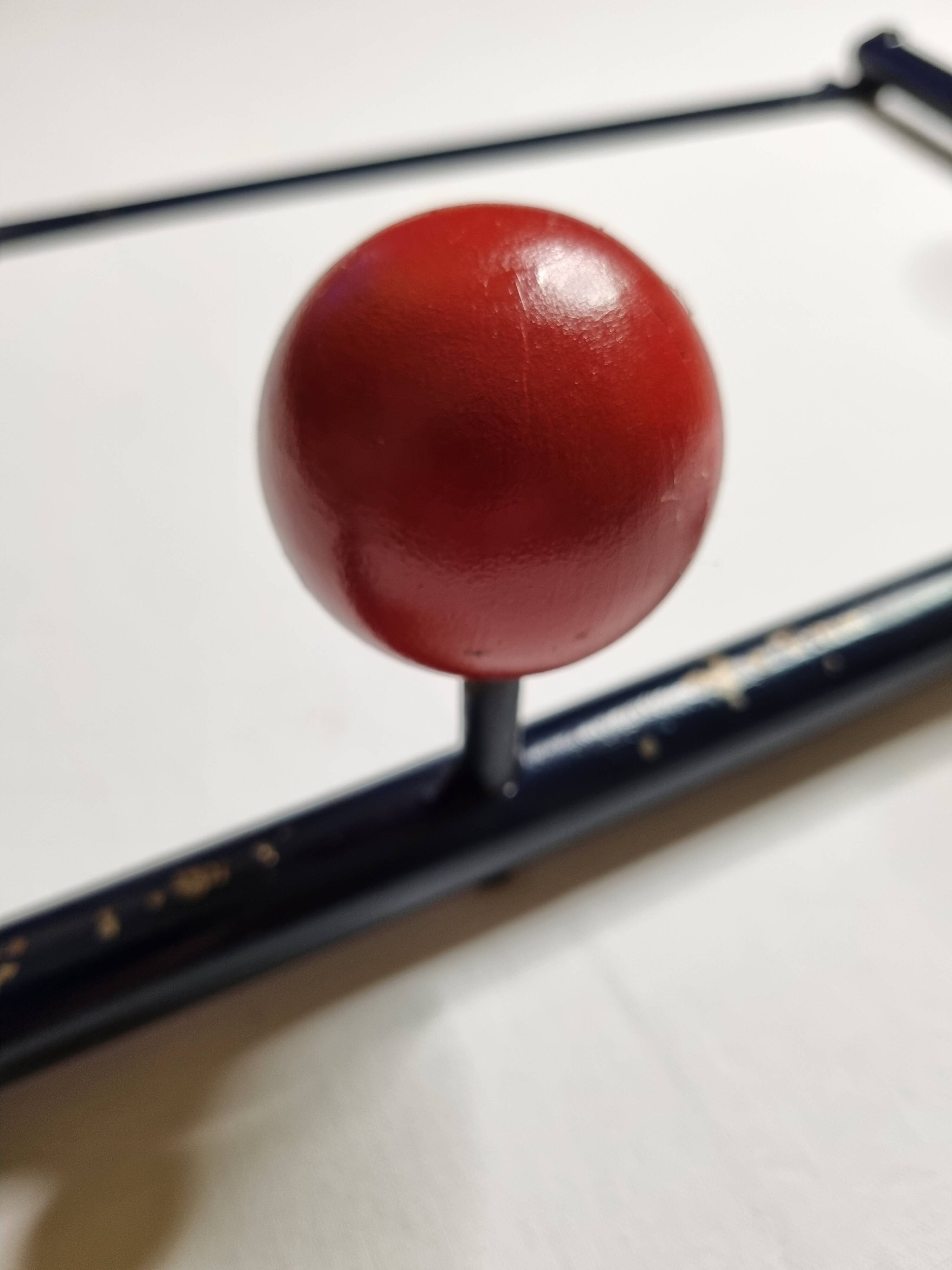 Vintage coat rack in metal and wood, 5 hooks, 74 cm