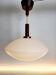 Vintage pendant lamp in opaline glaze, Scandinavian style, teak, 1960s.
