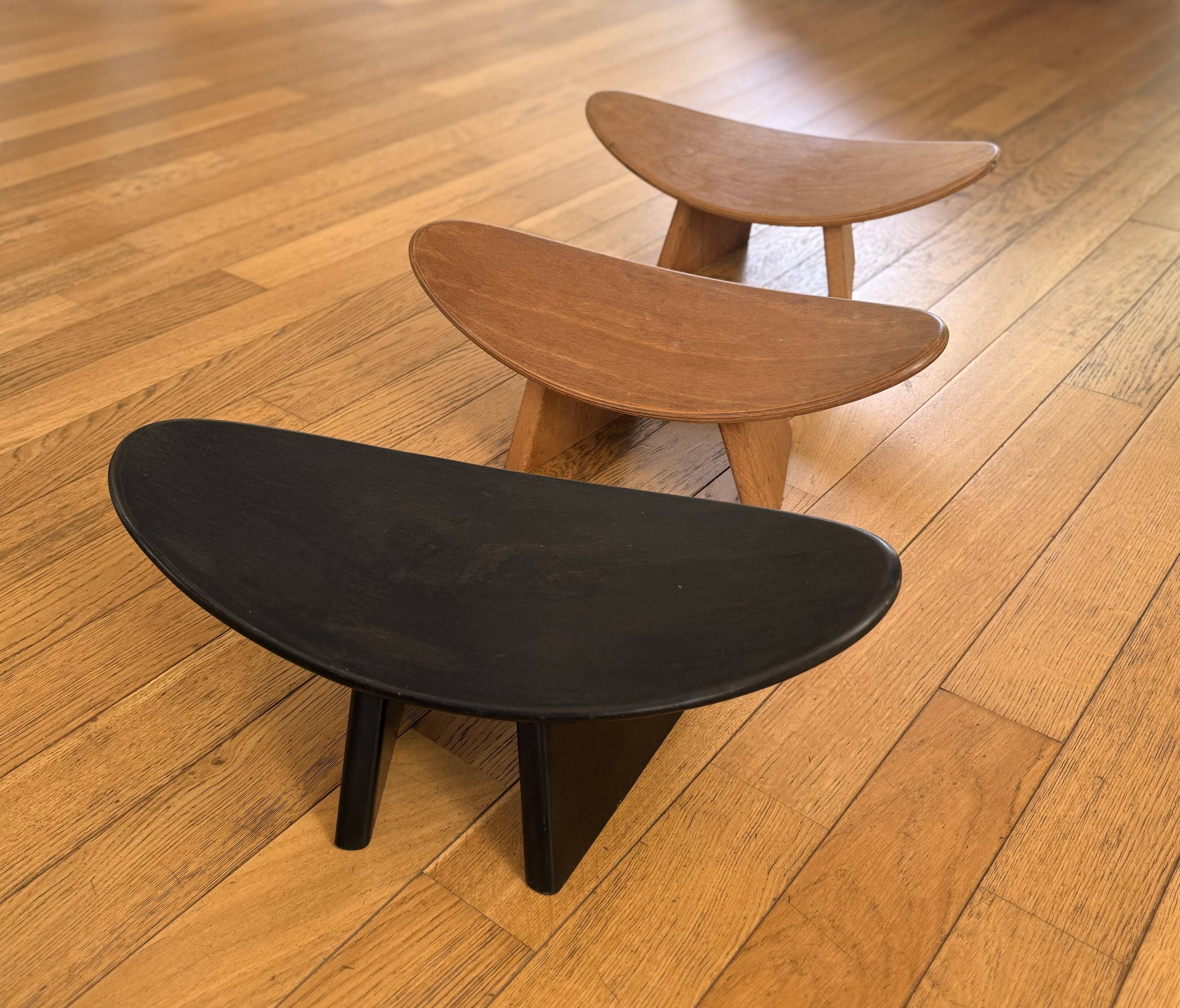 Set of 3 Shoggi meditation stools by Alain Gaubert, 1980s.