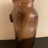 Biot vase in blown glass and triangular bubble, height 30 cm