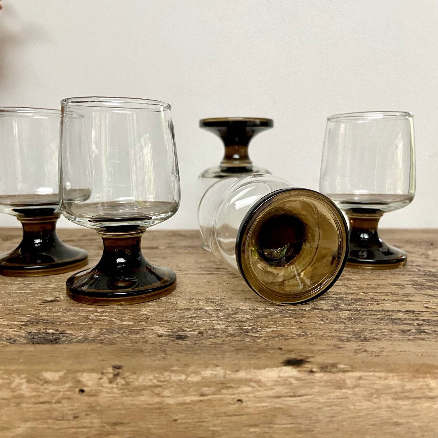 6 vintage liqueur glasses