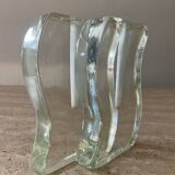 Pair of single-flower vases in glass paste from the 70s