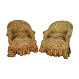 Pair of toad chairs, paisley fabric