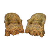 Pair of toad chairs, paisley fabric