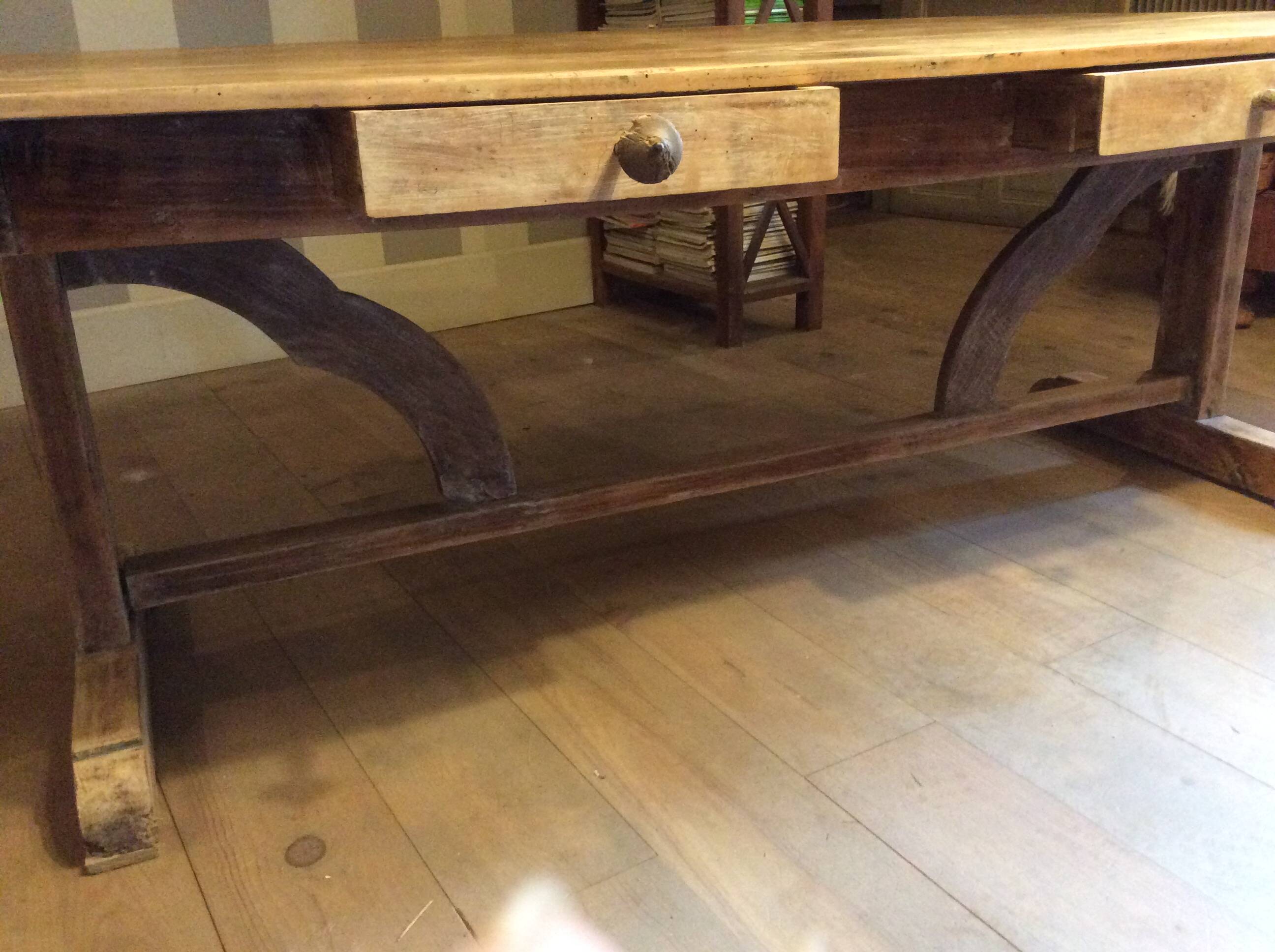 Two-drawer farmhouse table