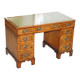 Victorian desk Merryweather in walnut and oak 1885 with leather.