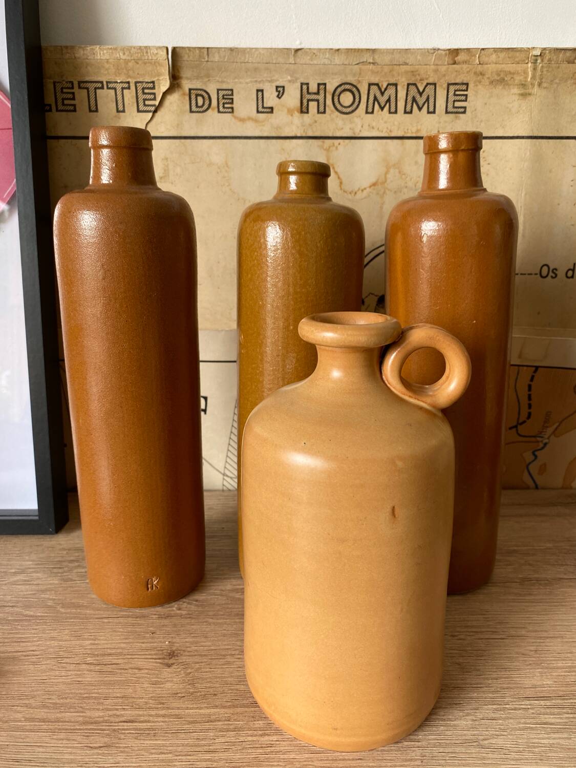 Set of 4 stoneware bottles