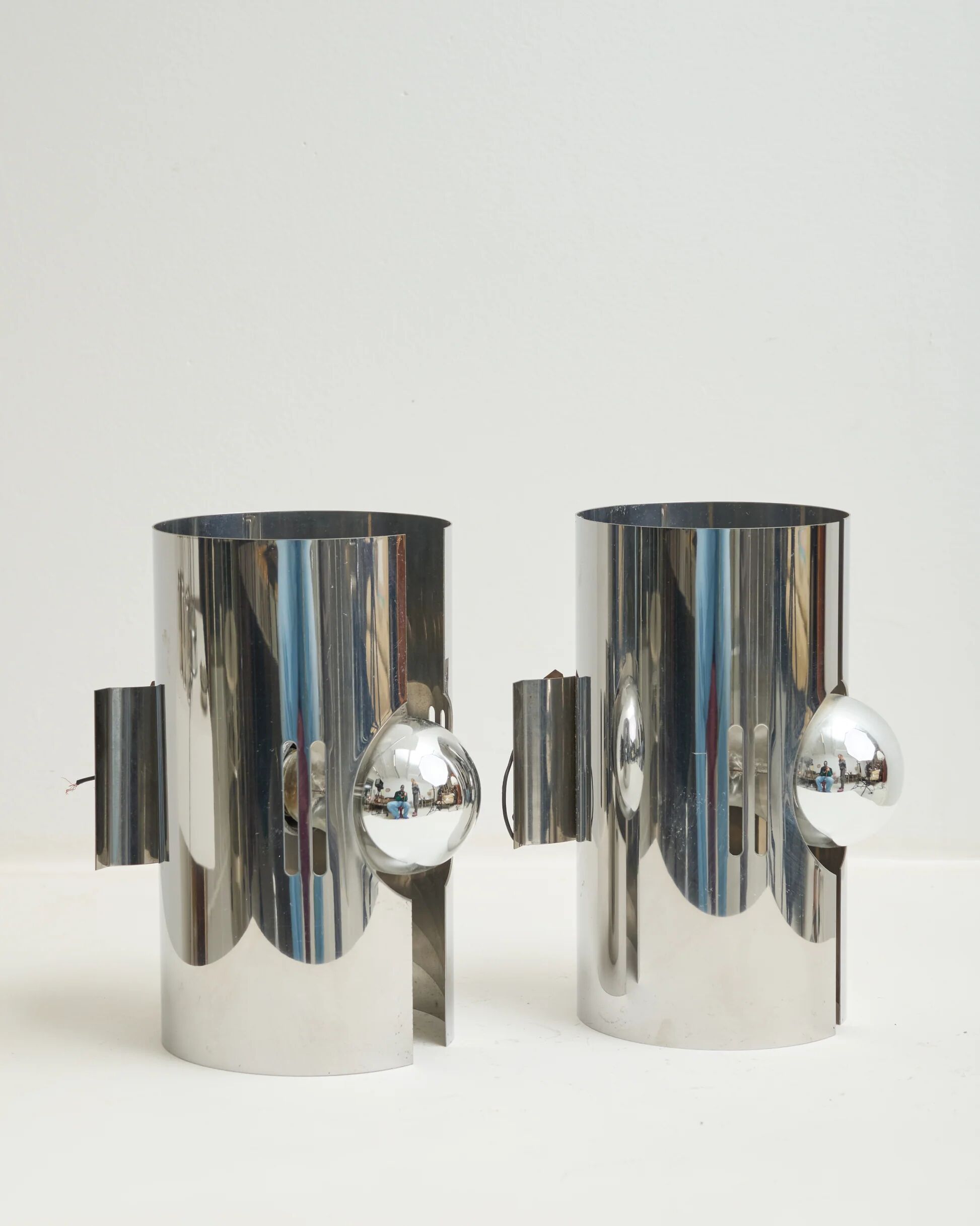 Pair of chrome wall lights with slits, 1970s