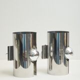 Pair of chrome wall lights with slits, 1970s