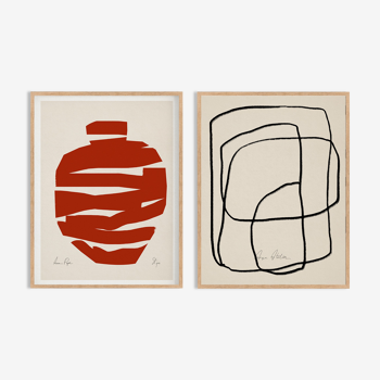 Framed set of two abstract giclee prints, 50x70