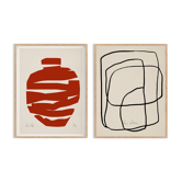 Ensemble encadré de deux impressions giclées abstraites, 50x70