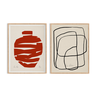 Framed set of two abstract giclee prints, 50x70