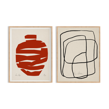Framed set of two abstract giclee prints, 50x70