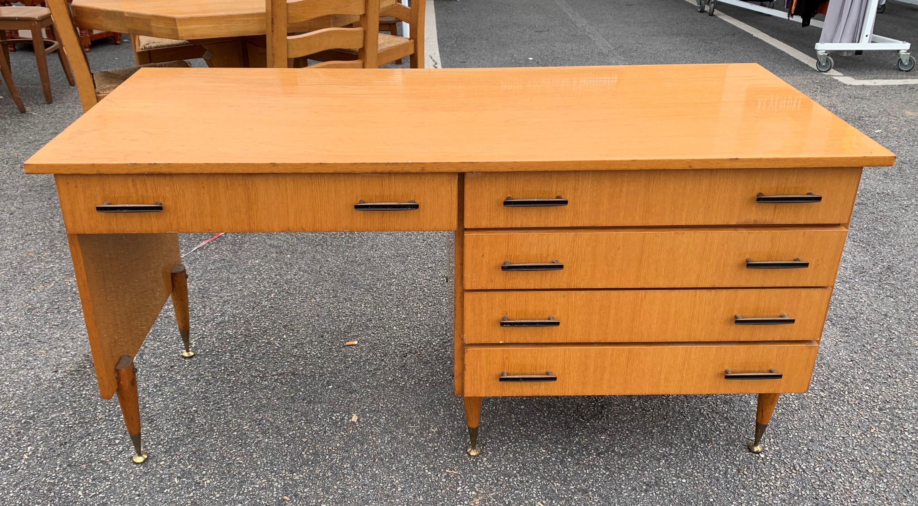Natural mahogany desk 1960s