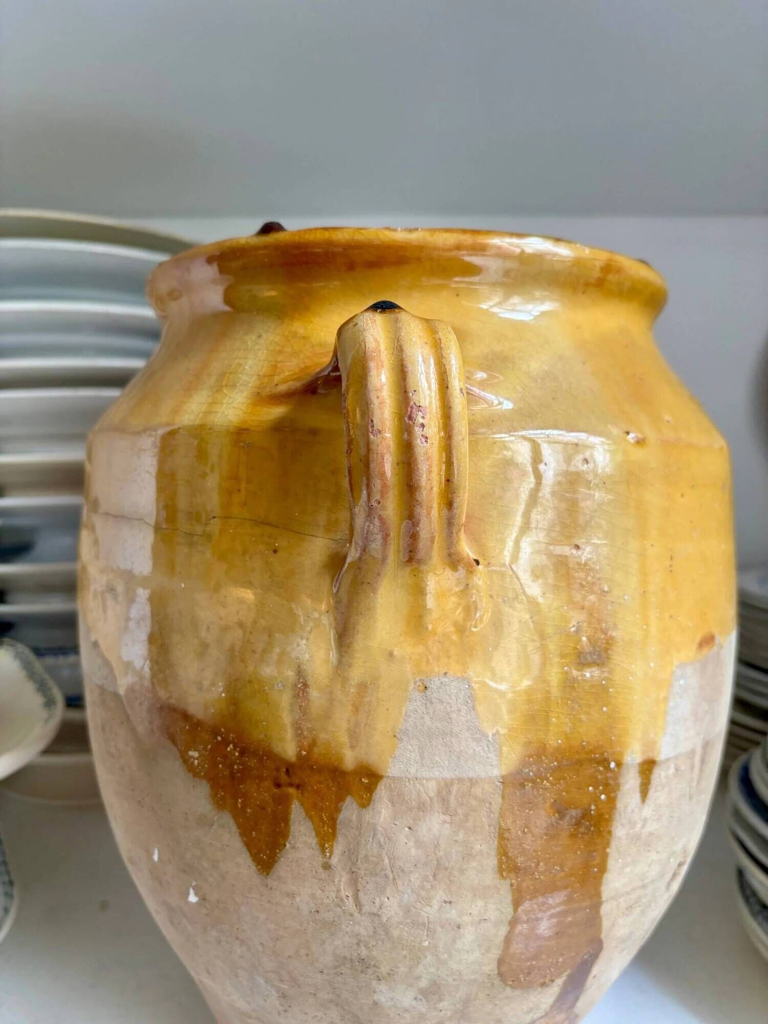 Grease pot, ochre glazed ceramic jar no. 1 - 18th century
