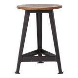 Rowac workshop stool, Tripod with solid beech top, 1950s
