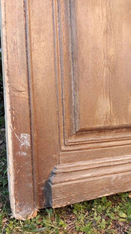 Front door and its frame, translucent glass windows, early 20th century