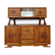 Solid walnut sideboard, moustache legs, black marble top.
