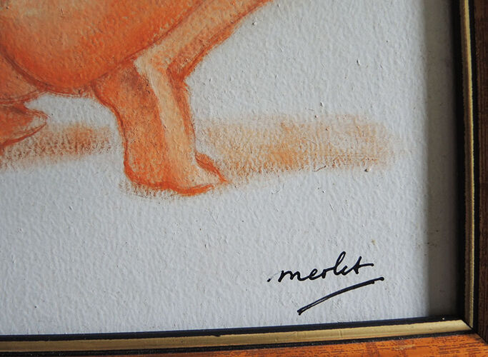 Sanguine sur bois encadrée et signée henri merlet : homme nu de dos