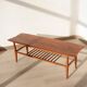 Table basse vintage Everest en noyer – style « planche de surf » (années 60)