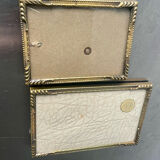 Pair of Art Deco Gold colored frames in different sizes Convex glasses