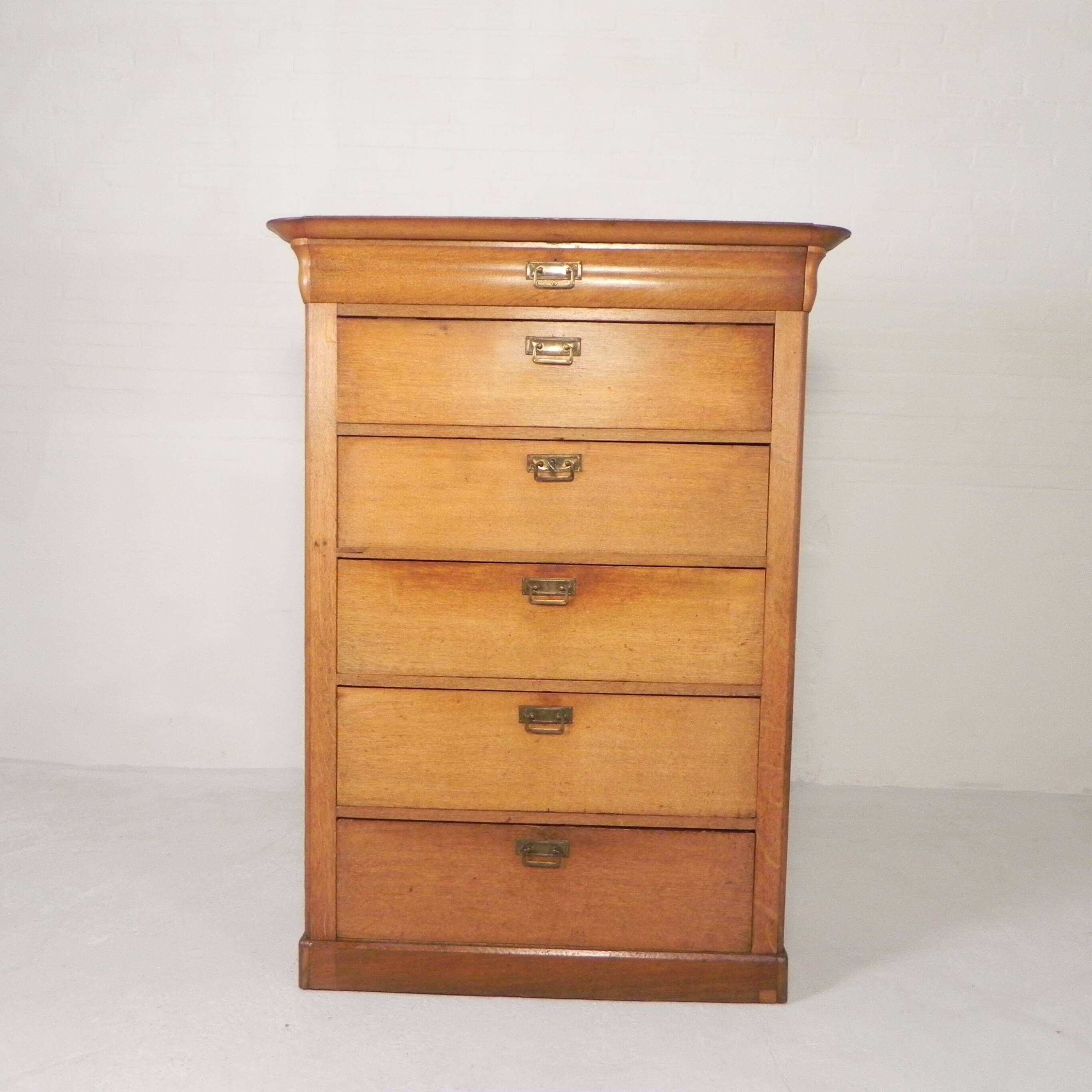 Commode avec 5 tiroirs et 1 abattant, chiffonière, fin du XIXe siècle