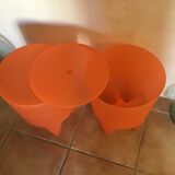 Pair of Bubu 1st orange stools by Philippe Starck