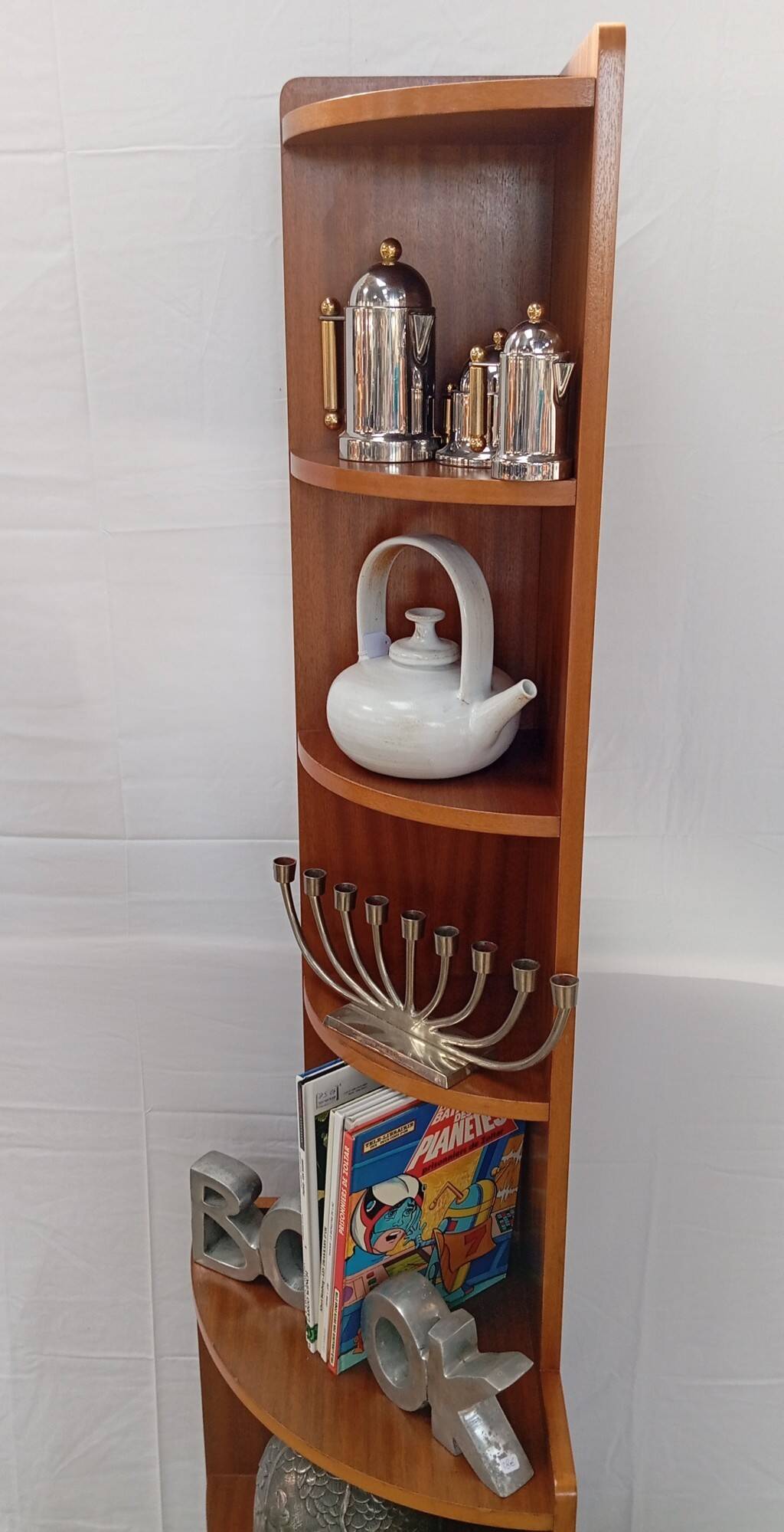 1960s teak corner shelf unit