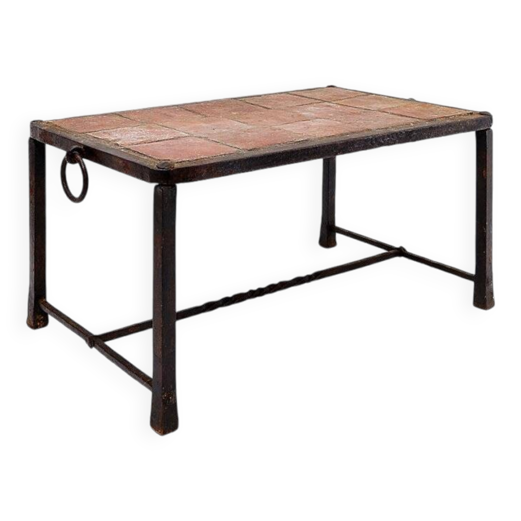 Brutalist Spanish Iron and Tile Coffee Table - circa 1920s