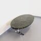 Vintage oval coffee table in stone and chromed metal from the 70s