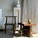 Table d'appoint carrée piètement quadripode à entretoise de style moderniste