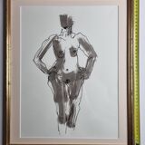 Dessin original à l’encre et lavis, encadrée, 38 x 44 cm