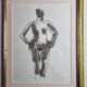 Original ink and wash drawing, framed, 38 x 44 cm