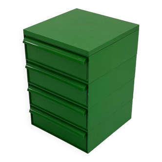 Caisson vert à 4 tiroirs modèle “4601” par simon fussell pour kartell, 1970