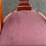 Gondola office chair in solid wood and burgundy fabric 1950