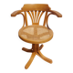 fauteuil tournant bois et cannage, vintage