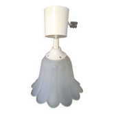 Luminaire suspension tulipe en verre blanc opaline ideal pour un couloir une entrée ou les toilettes
