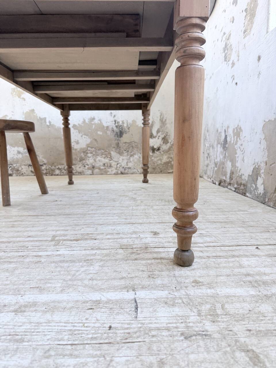 Bistro farmhouse table cherry wood turned legs 180cm