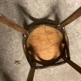 Low wooden stool round seat vintage TBE