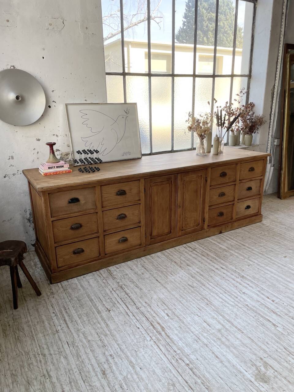 XXL solid oak counter sideboard