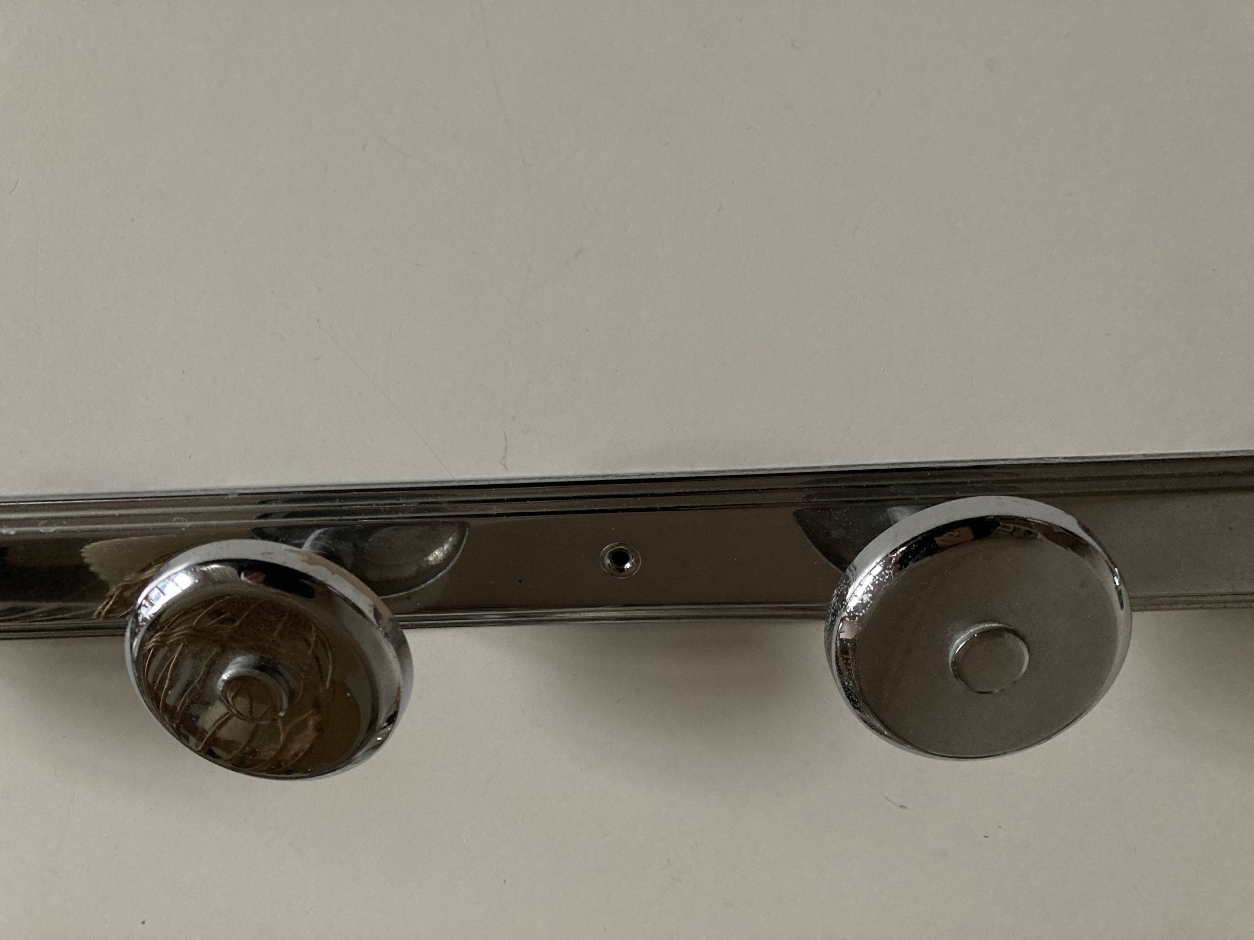 chrome Art Deco bathroom coat hook 57cm